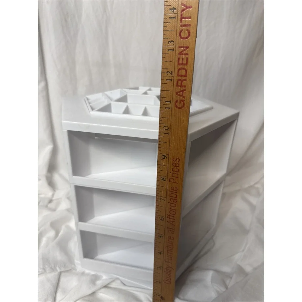 Lori Greiner Makeup Cosmetic Craft Organizer Tabletop Spinning Rotating  White